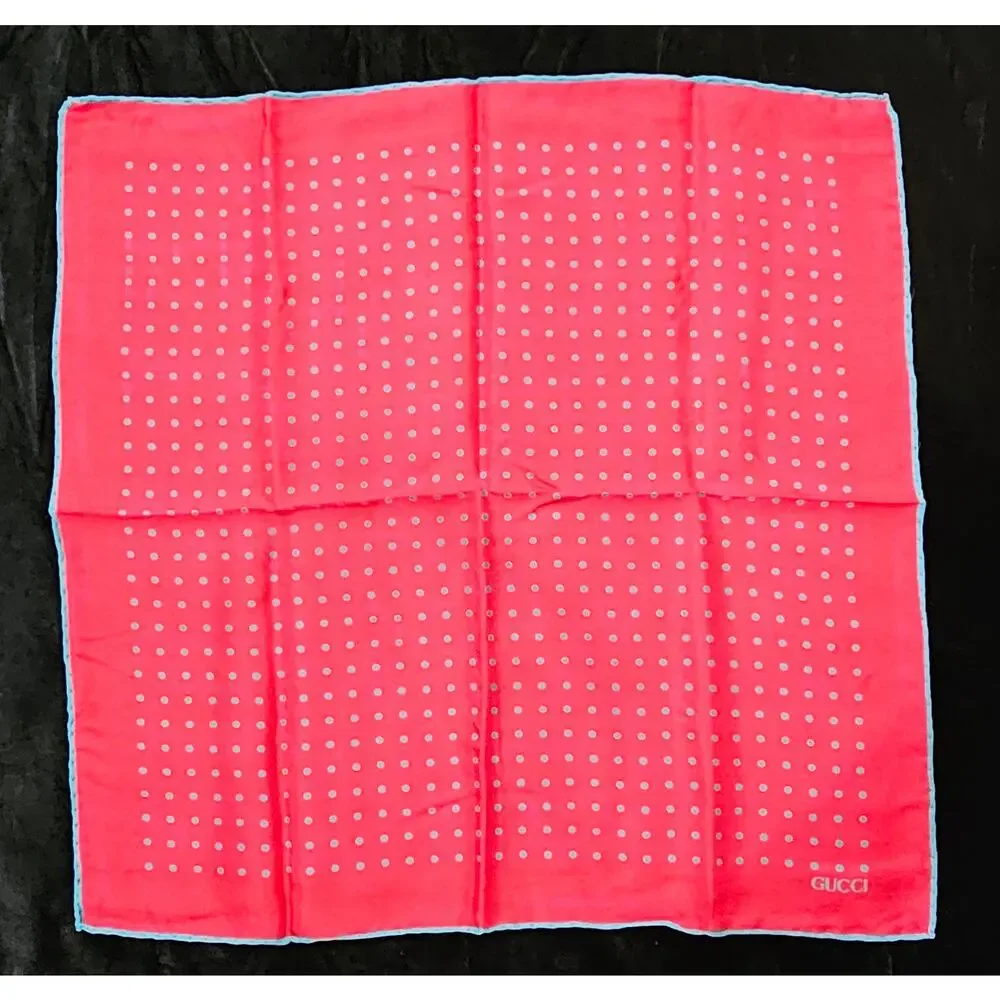 Gucci Silk Polka Dot Pocket Square /Handkerchief - Picture 2 of 6